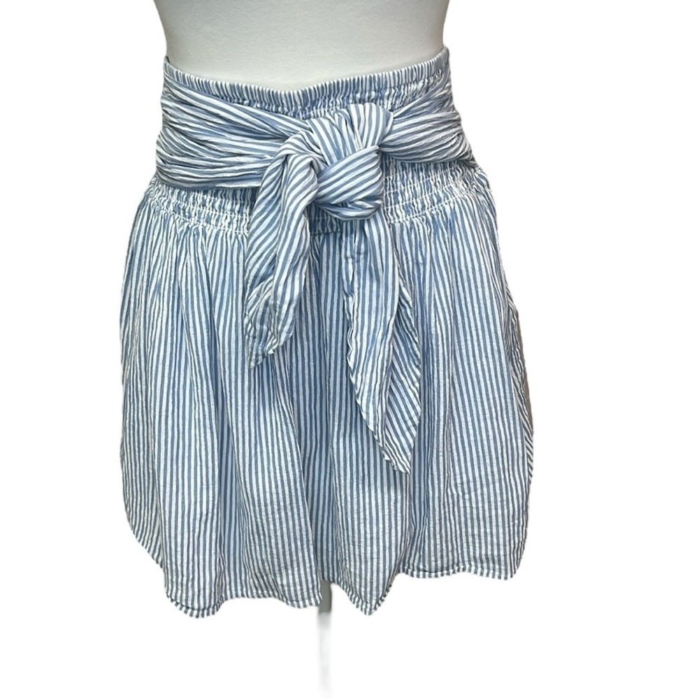 LOFT Light Blue Striped Mini Skirt